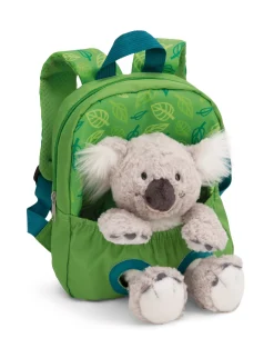 Grüner Rucksack mit Plüschtier Koala