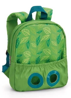 Grüner Rucksack mit Plüschtier Waschbär