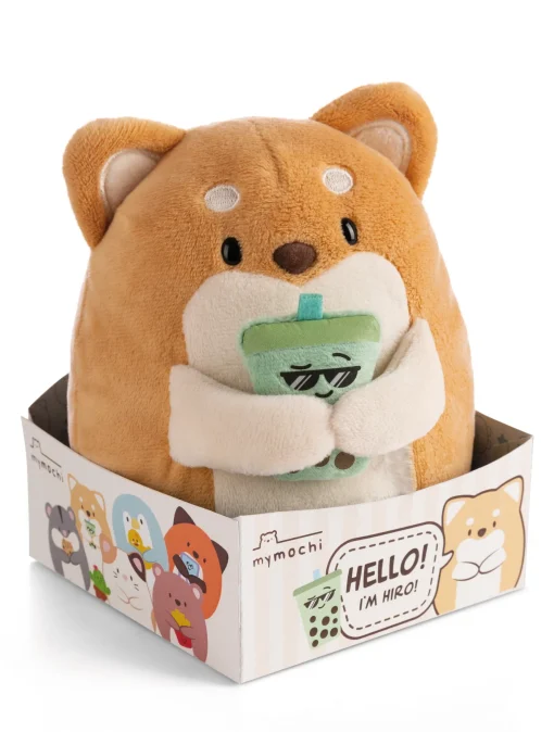 Kuscheltier mymochi Hund Hiro 16cm mit Bubble Tee in Geschenkbox