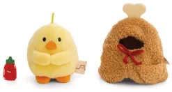 Kuscheltier Set Küken Tschieps mit Chilisoße u. Hähnchenkeulekostüm in Geschenkbox