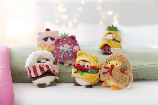 Kuscheltier Set Küken Tschieps mit Chilisoße u. Hähnchenkeulekostüm in Geschenkbox