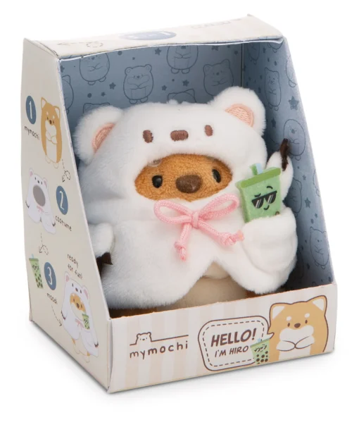 Kuscheltier Set mymochi Hund Hiro mit Bubble Tee u. Eisbärkostüm in Geschenkbox