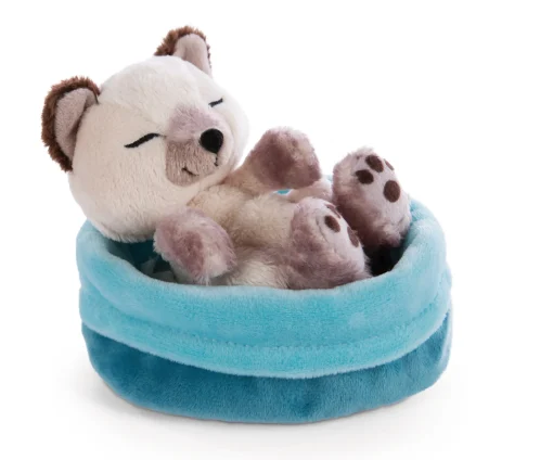 Kuscheltier Sleeping Pets Siamkatze schlafend im blauen Körbchen