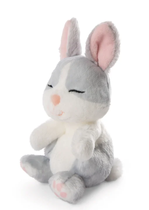Kuscheltier Sleeping Pets Hase grau 12cm im grünen Körbchen