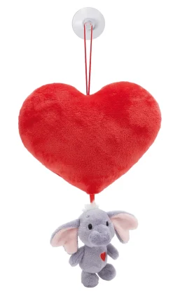 Plüschherz mit Kuscheltier Love Elefant dunkelgrau und Saugnapf NICI GREEN
