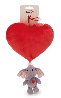 Plüschherz mit Kuscheltier Love Elefant dunkelgrau und Saugnapf NICI GREEN