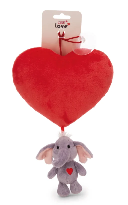 Plüschherz mit Kuscheltier Love Elefant dunkelgrau und Saugnapf NICI GREEN