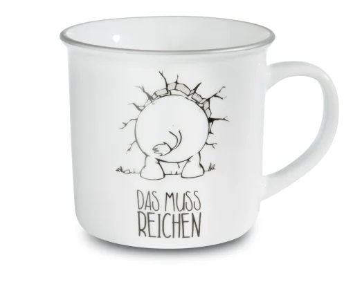 Porzellantasse metallic "Ich bin hier, das muss reichen"