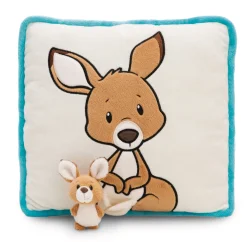 Quadratisches Kissen Känguru mit 3D Kind NICI GREEN