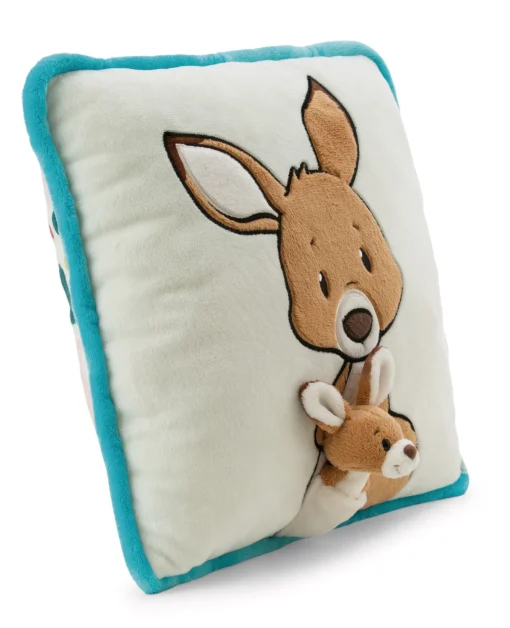 Quadratisches Kissen Känguru mit 3D Kind NICI GREEN