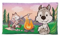 Rechteckiges Kissen Wolf Winny & Streifenhörnchen Jojo NICI GREEN