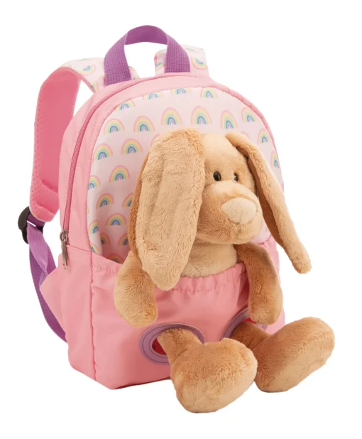 Rosa Rucksack mit Plüschtier Hase