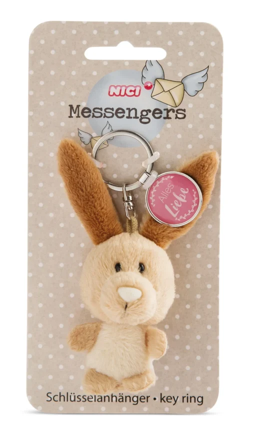 Schlüsselanhänger Hase mit Anhänger 'Alles Liebe'