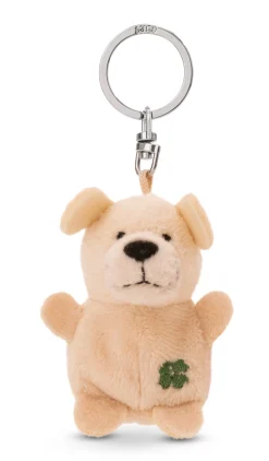 Schlüsselanhänger Hund mit Kleeblatt