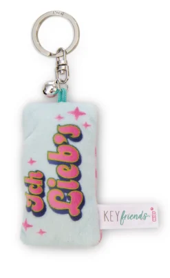 Schlüsselanhänger Mini Plüschkissen "Ich lieb's" m. Glöckchen