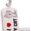 Schlüsselanhänger Mini Plüschkissen "I Herz my cat" m. Glöckchen