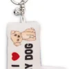Schlüsselanhänger Mini Plüschkissen "I Herz my dog" m. Glöckchen