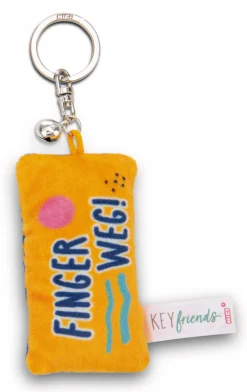 Schlüsselanhänger Mini Plüschkissen "Finger weg!" m. Glöckchen