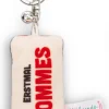 Schlüsselanhänger Mini Plüschkissen "Erstmal Pommes" m. Glöckchen