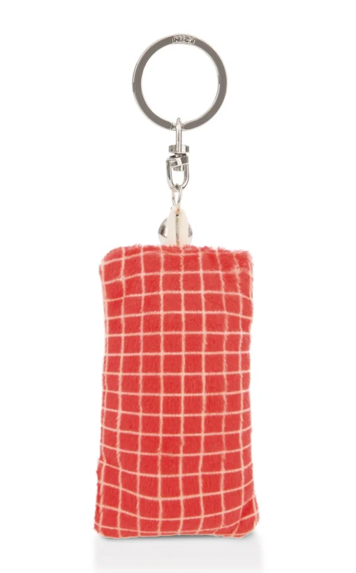 Schlüsselanhänger Mini Plüschkissen "Komm, lass uns zu weit gehen!" m. Glöckchen