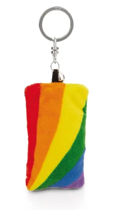 Schlüsselanhänger Mini Plüschkissen "Das Leben ist bunt" m. Glöckchen