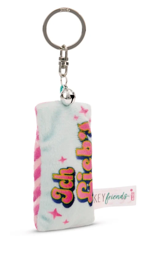 Schlüsselanhänger Mini Plüschkissen "Ich lieb's" m. Glöckchen
