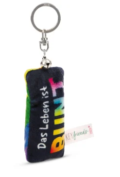 Schlüsselanhänger Mini Plüschkissen "Das Leben ist bunt" m. Glöckchen