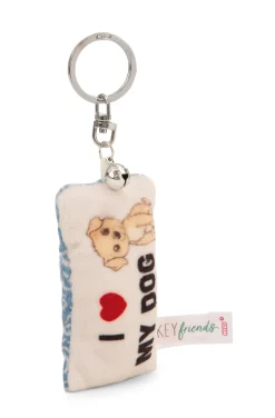 Schlüsselanhänger Mini Plüschkissen "I Herz my dog" m. Glöckchen