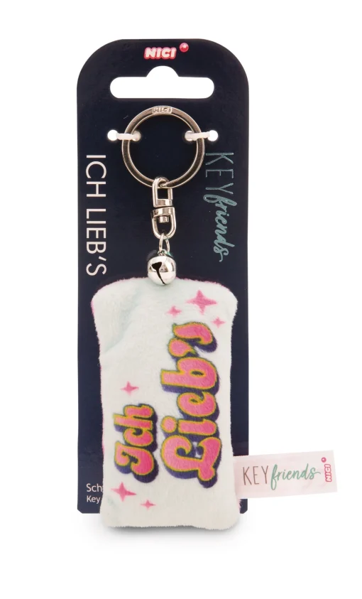 Schlüsselanhänger Mini Plüschkissen "Ich lieb's" m. Glöckchen