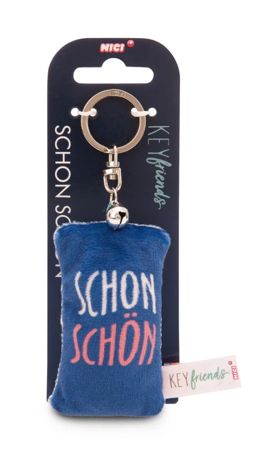Schlüsselanhänger Mini Plüschkissen "Schon schön" m. Glöckchen