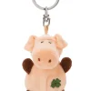 Schlüsselanhänger Schwein mit Kleeblatt