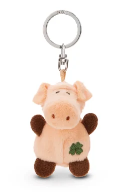 Schlüsselanhänger Schwein mit Kleeblatt