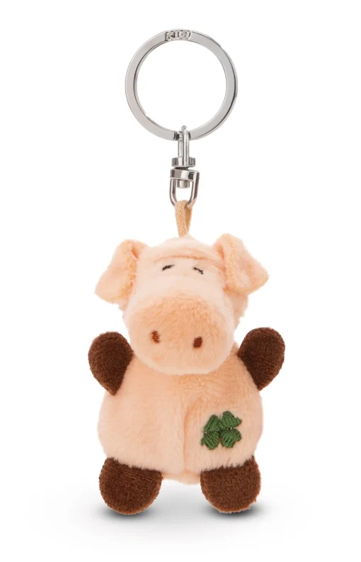 Schlüsselanhänger Schwein mit Kleeblatt
