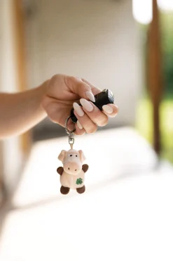 Schlüsselanhänger Schwein mit Kleeblatt