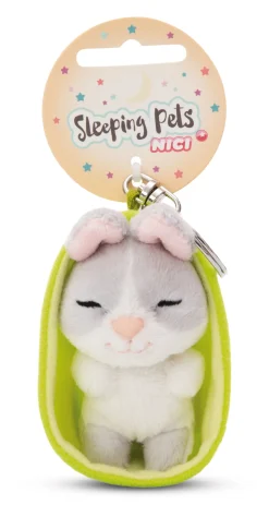 Schlüsselanhänger Sleeping Pets grauer Hase NICI GREEN