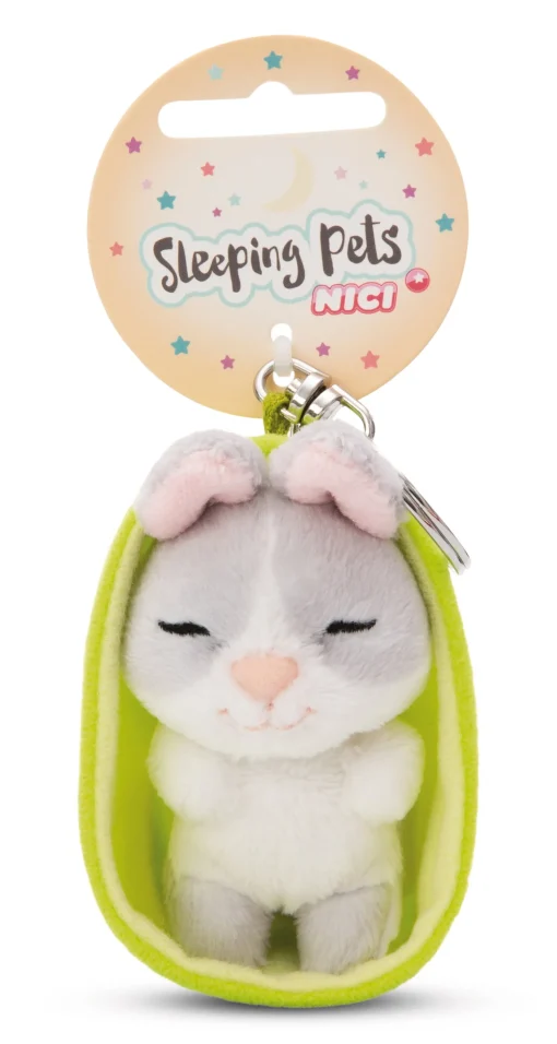 Schlüsselanhänger Sleeping Pets grauer Hase NICI GREEN