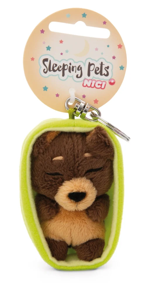 Schlüsselanhänger Sleeping Pets Dunkelbrauner Hund NICI GREEN